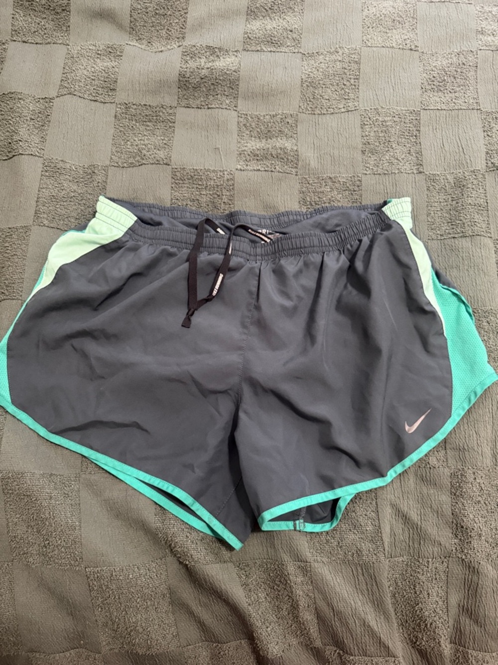Nike Women's Dark Gray and Teal Athletic Running Shorts